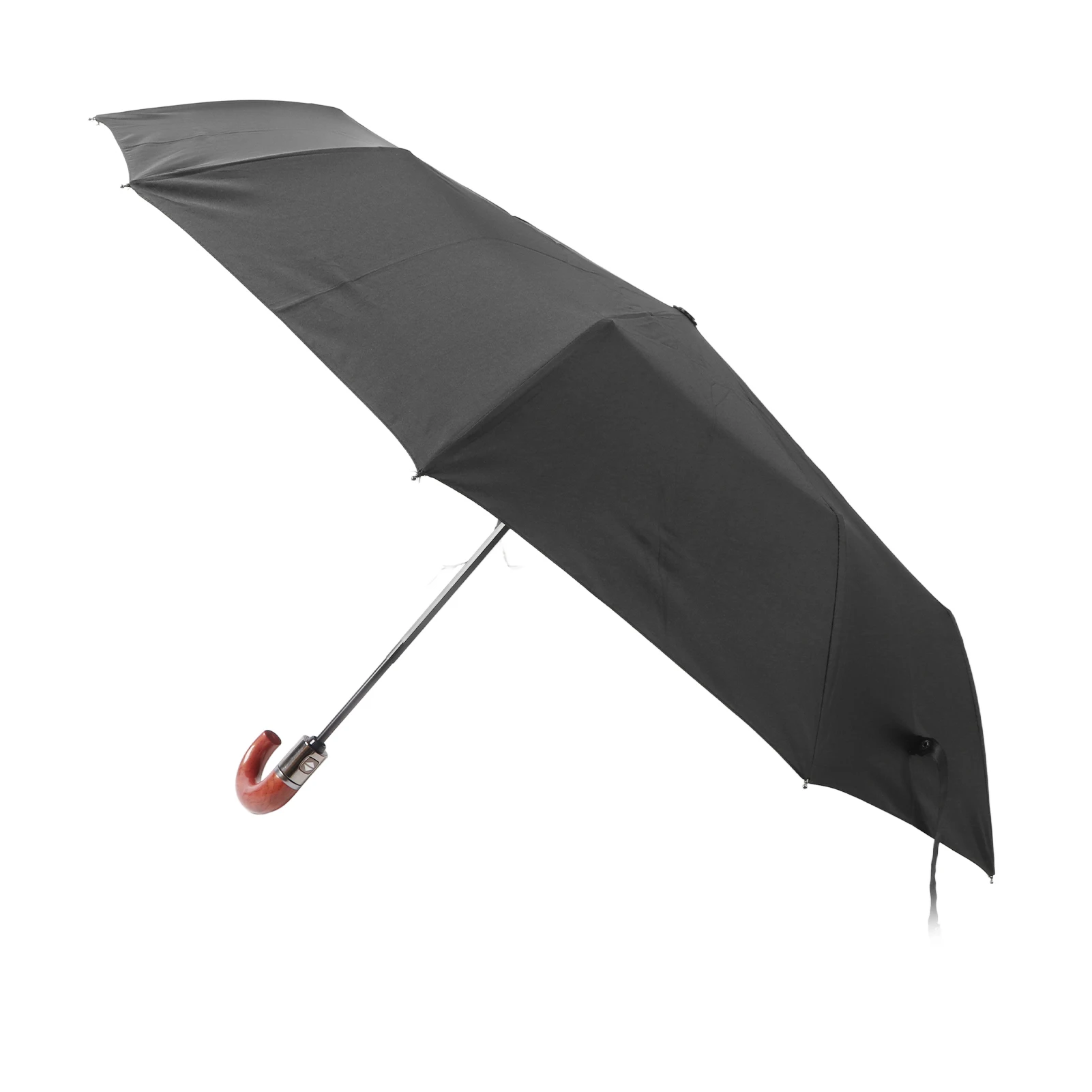 Folding Umbrella 10 Bone UV Protection Auto Open Auto Close Windproof Umbrella with Curved Wooden Handle for Men Women