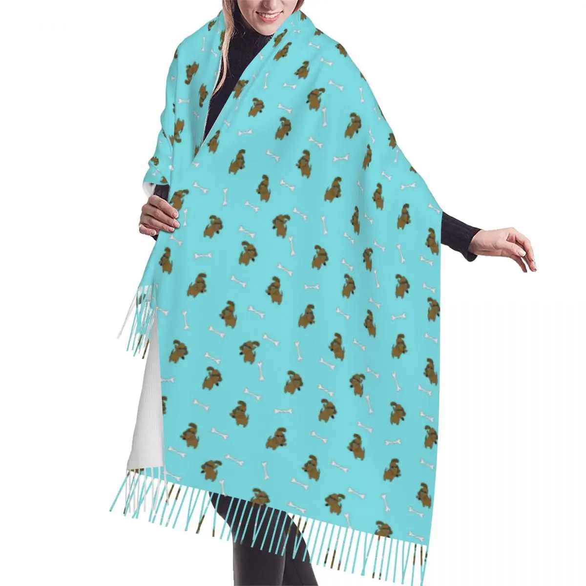 

Cute Dogs Pattern Tassel Scarf Women Soft Shawls Wraps Ladies Winter Fall Scarves