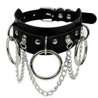Pink Gothic Chain Necklace Leather Choker Party Punk Chokers Collar Goth Necklaces Women Black PU Kawaii Witch Rave Jewelry - Image 6