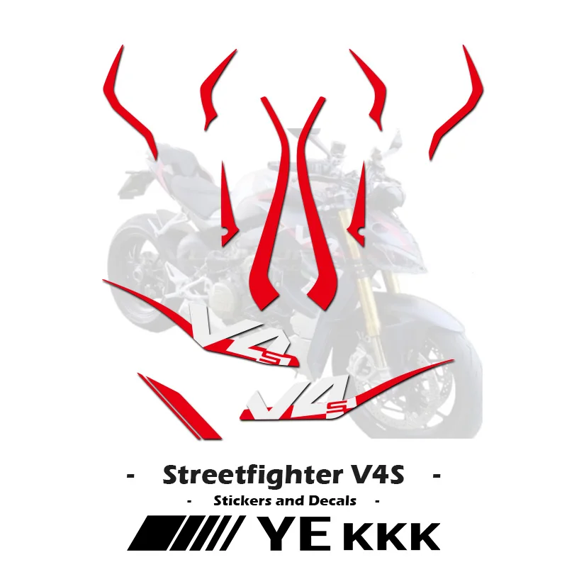 V4S Complete Sticker Kit For Ducati Streetfighter V4 V4S V4SP Red Line Fairing Sticker Shell Decal Full Car Stickers