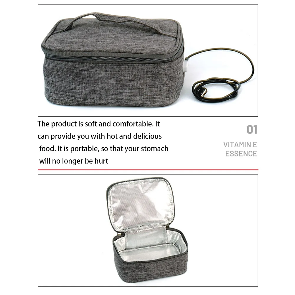 USB Heating Lunch Bag Insulation Waterproof Portable Electric Heated Thermal Food Container Box Picnic Travel Student Food Bag