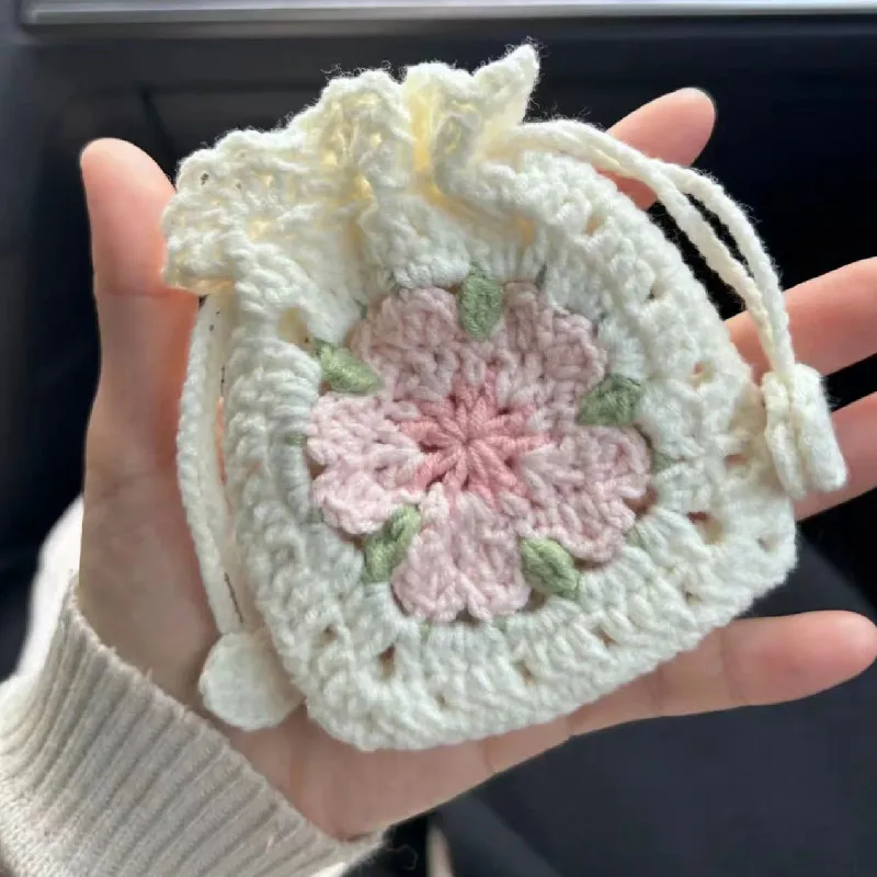 2pcs/Exquisite and cute earphone storage bag, hand woven Bluetooth bag, key bag, princess bag, girl's favorite