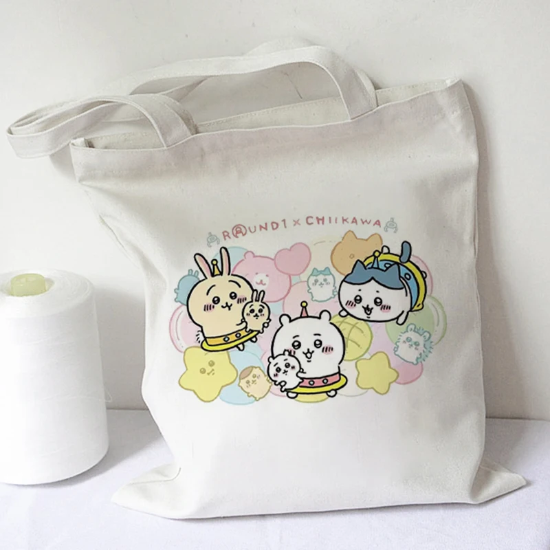 

Kawaii Chiikawa Брезентовая сумка аниме окружающий студент на одно плечо Симпатичная сумка с мультяшным принтом большая емкость сумка для путешествий