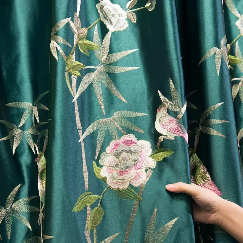 High-end Chinese Simulation LusterEmbroidered Curtains Luxury Embroidered Curtains for Living Room Bedroom Balcony Curtains