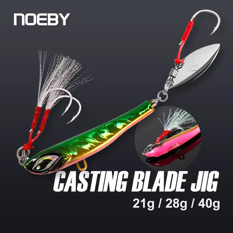 

Noeby Casting Blade Jig 21g 28g 40g Sinking Metal Jig Long Casting Shore Jigging Assist Rig Artificial Bait for Sea Fishing Lure