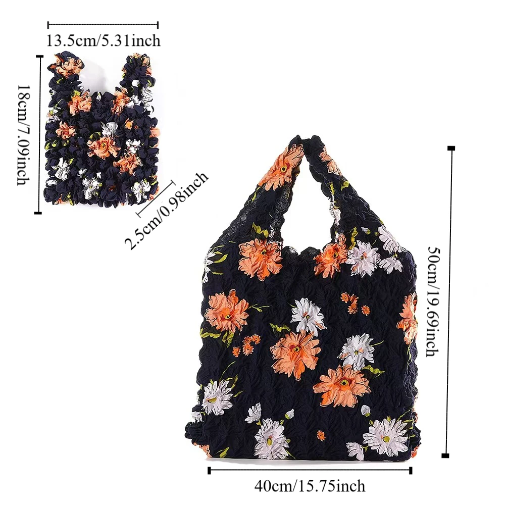 Reusable Bubble Foldable Stretch Bag Large Capacity Multi Purpose Magic Stretch Puff Bag Chiffon Shopping