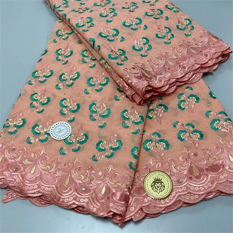 

5 yard Swiss lace fabric latest heavy beaded Embroidery African 100% cotton fabrics Swiss voile lace popular Dubai style 4L09091
