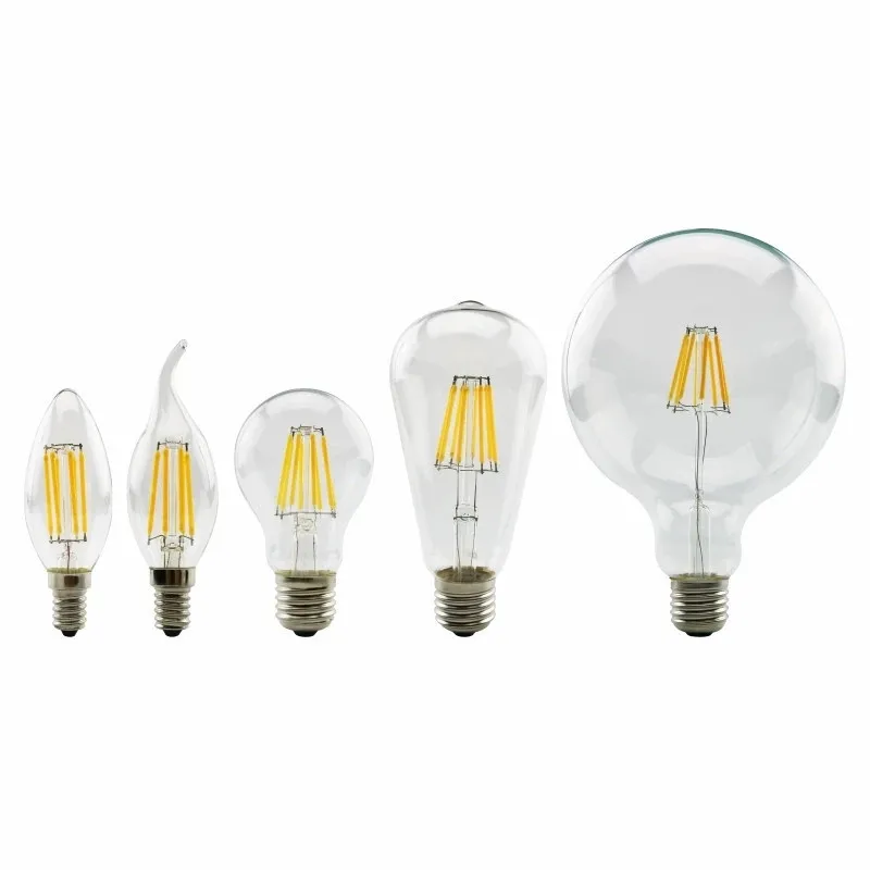 

LED Bulb 220V C35 A60 ST64 G80 G95 LED Lamp E14 E27 LED Filament Light 2W 4W 6W 8W 12W Glass Ball Bombillas LED Edison COB Bulb