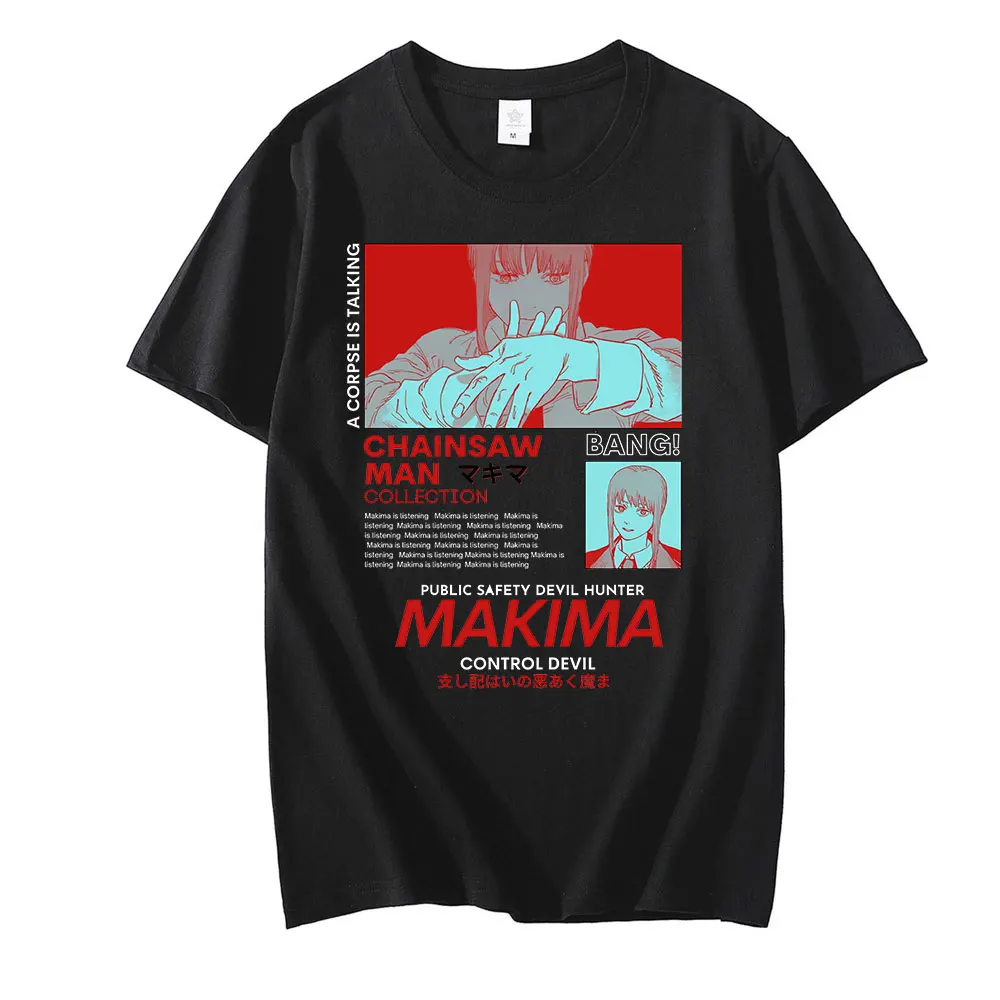 

Chainsaw Man MAKIMA Japanese Anime T Shirt Men Manga Graphic Tees Tops Funny Cartoon T-shirt Unisex Hip Hop T-shirts Male