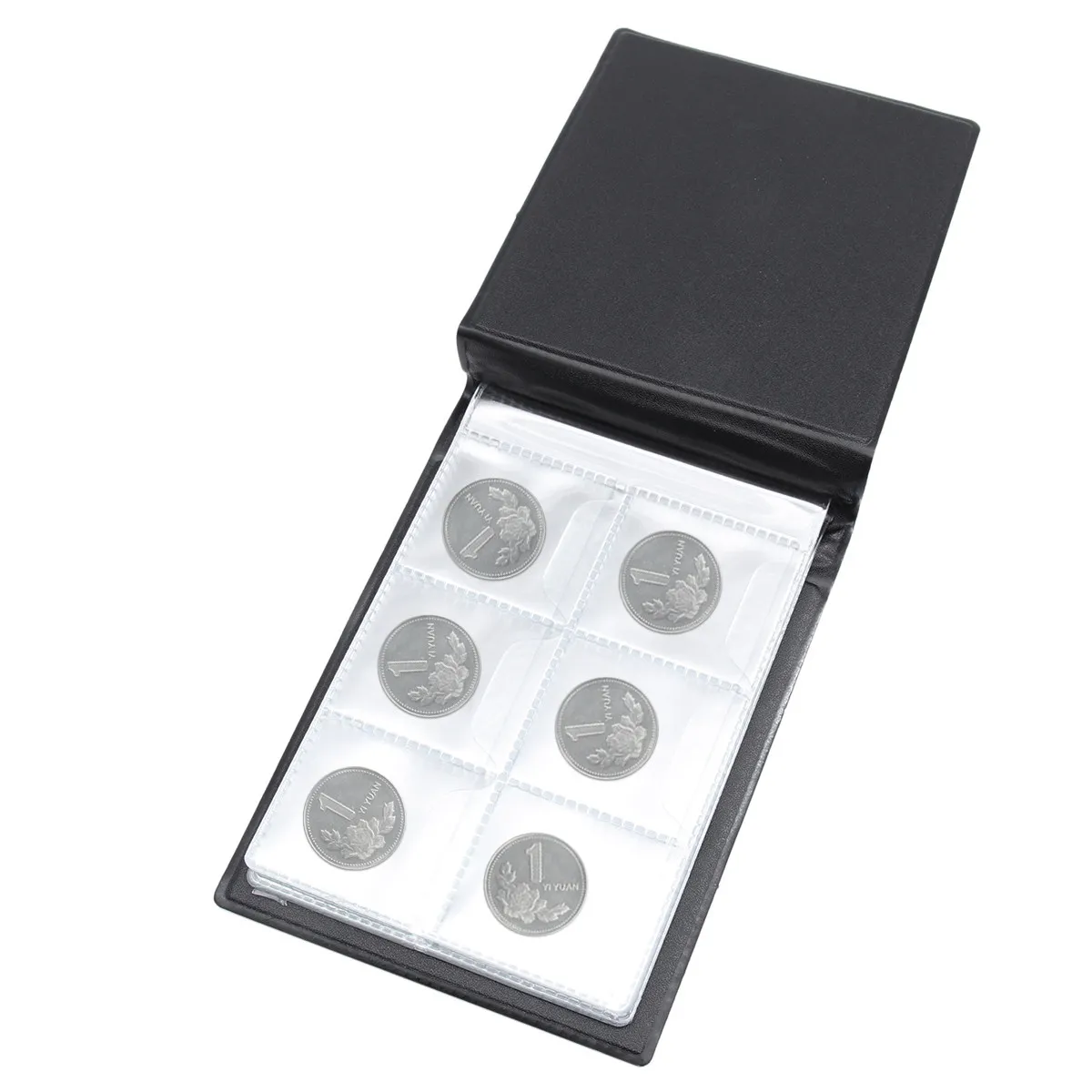 60포켓 동전 수집 앨범북 휴대용 컴팩트 138x98mm 짙은 녹색 PU 커버 OPP 페이지 동전, 캡, 토큰, 배지 등에 적합