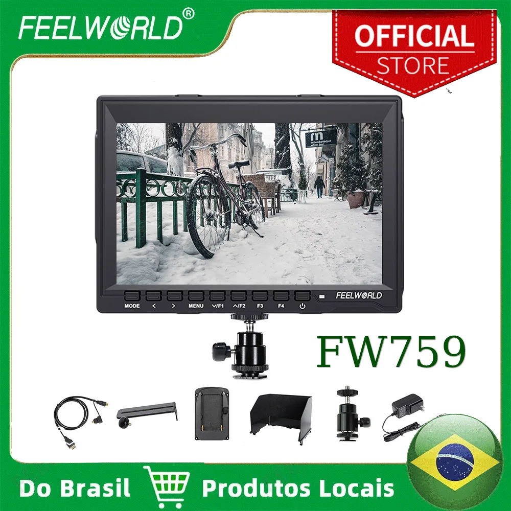 Feelworld 7 Polegada IPS 1280x800 Câmera de Campo DSLR Monitor de Vídeo ...