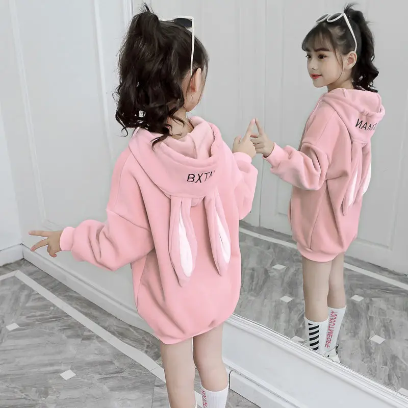 

2022 spring Autumn Girls Long Sleeve Clothes Kids Top Cartoon Cotton Casual hooded Sweatshirt Clothing