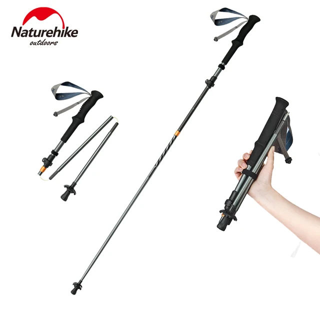 Naturehike 5-Section Trekking Pole Carbon Fiber Aluminum Alloy Folding Teleskopic Stick Ultralight Walking Stick Hiking Canes