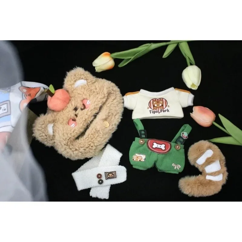 

Handmade 4pc 10/15/20cm No Attribute Doll Clothes Sweet Cool Series Persimmon Tiger Headgear T-shirt Bib Scarf Tail Dolls Outfit