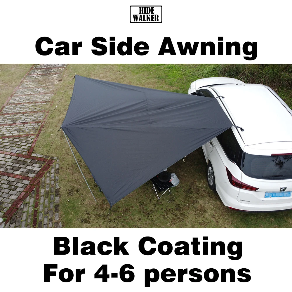 Car side Awning Tent Black Coating Tarp 2x3 Outdoor Waterproof Camping Black Coated Car Rear Shelter SUV Self-driving Supplies