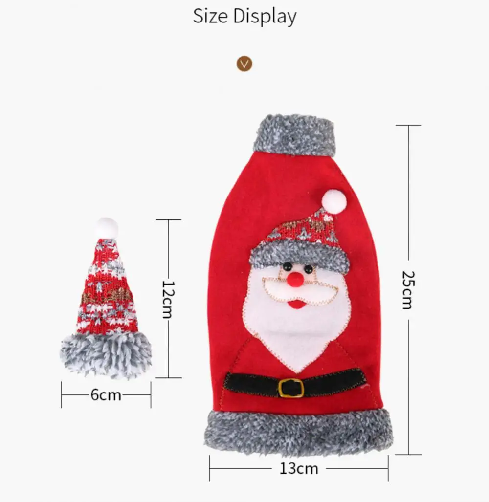 Description Picture 5 of itemChristmas Wine Bottle Cover Santa Snowman Woven Wine Bottle Bags For Christmas Party Dinner Table Decorations New Year Gifts