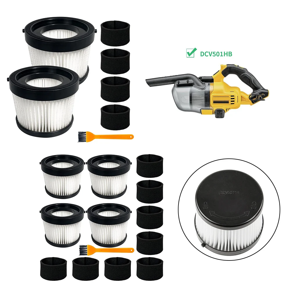 Filters + Foam Sleeve Filters + Brush For DCV501HB 20V Cordless Handheld Vacuum Cleaner Replacement Part replacement handheld ridao speaker mic microphone pu cable for yaesu mh 48 mh 48a6j ft 8800r ft 8900r ft 7900r ft 1807 ft 7800r