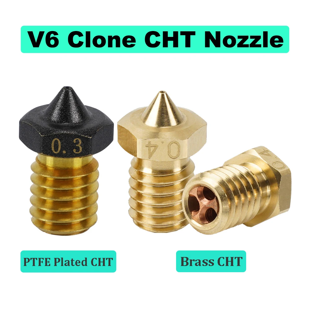

V6 Clone CHT Nozzle E3D V5 V6 PTFE Plated Nozzles For 1.75/3mm Filament High Flow Cloned-CHT Nozzle V6 Hotend 3D Printer Parts