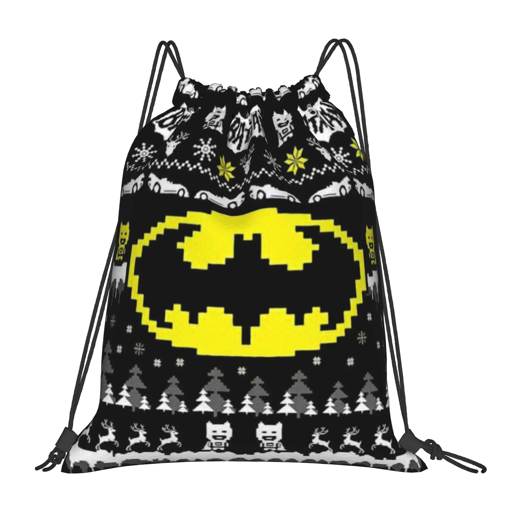 Iconic Batman Logo Drawstring Backpack - Water-Resistant Gym and Travel Sackpack