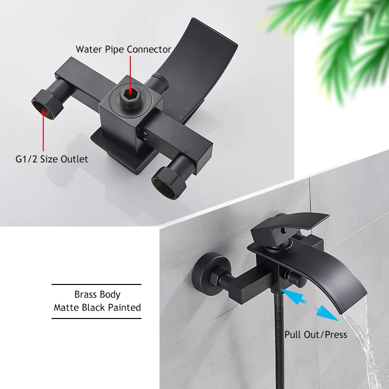 Chrome Waterfall Bathtub Faucet Wall Mounted Tub Tap Hot Cold Water Mixer Bath Shower Robinet Baignoire bathtub faucet,water mixer