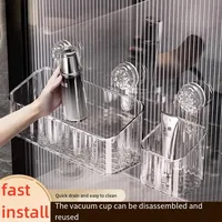 Suction Cup Storage Rack Washbasin Bathroom Toilet Shower Gel Wall Mounted Storage Box Bathroom Organizer Storage Space 2