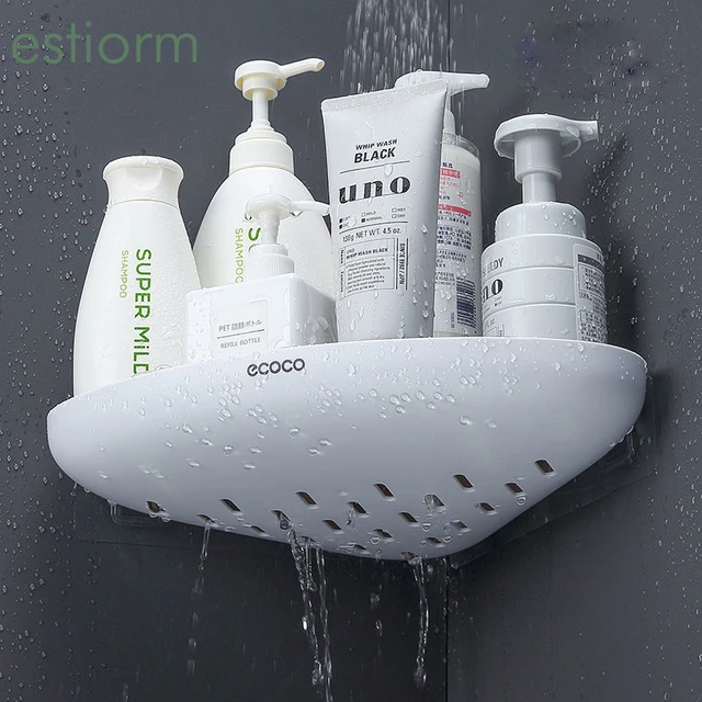 Bathroom Storage Shelf Shower Corner Shelf No Drill Self Adhesive Wall  Mounted Shampoo Holder Wall Shelves For Bathroom Kitchen - AliExpress