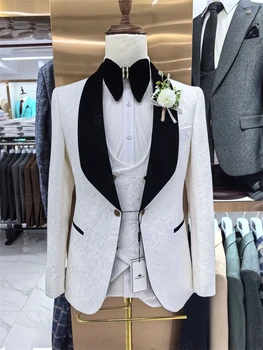 Moda Paisley da uomo 3 pezzi abito formale set blazer gilet pantaloni abiti da sposo da sposa best man cena fidanzamento smoking per uomo