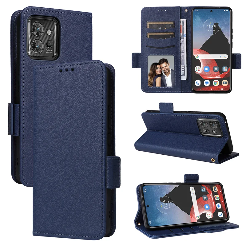 Per Motorola Thinkphone 5G Fibbia Laterale Modello Litchi Custodia In Pelle Custodia A Portafoglio Borsa Per Moto Thinkphone Cover Magnetica Per Telef
