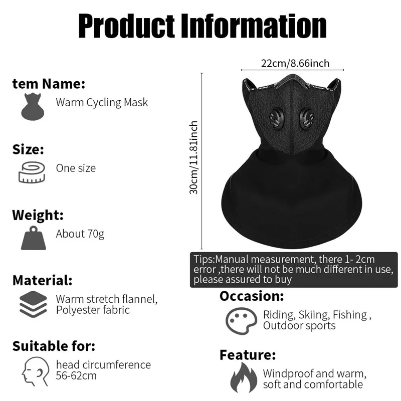 WEST BIKING Winter Warm Cycling Mask With Activated Carbon Filter  Face Cover Outdoor Sports Running Skiing Face Cover Scarf