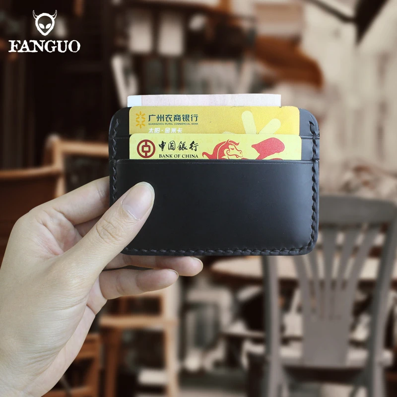 100% Genuine Leather Business Id Card Holder Handmade Leather Bank Credit Cards Case Multi Slot Slim Card Bag Money Clip