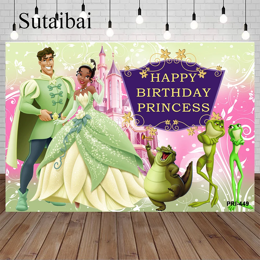 Disney Princess And The Frog Fondale Tiana Photography Background Baby Shower Girl Birthday Party Cake Table Banner Decoration