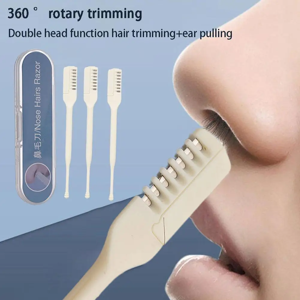 цена Manual Nose Hair Trimmer 360° Trim Cleaning Nasal Cavity Stainless Steel Razor Portable Washable Nose Hair Knife Styles Tools