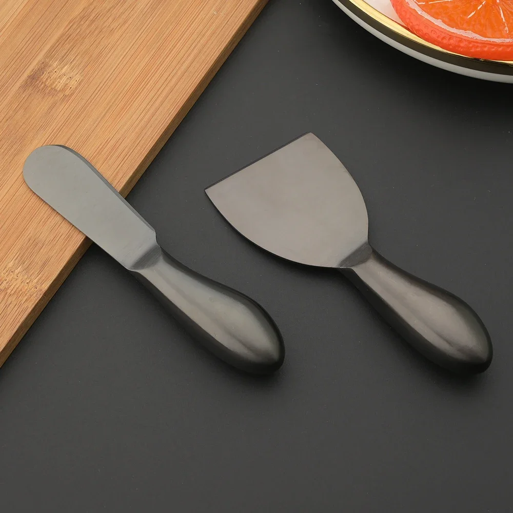 6Pcs Black Matte Flatware Stainless Steel Cheese Knife Baking Tools Fork Knife Cutlery Vintage Style Kitchen Gadgets