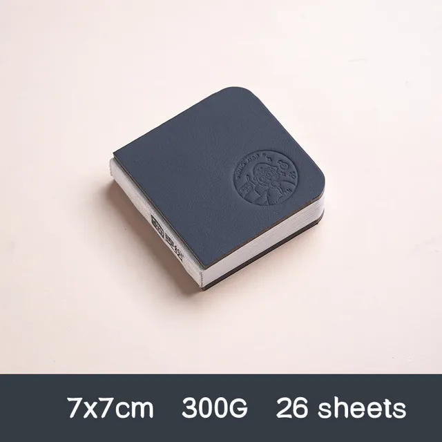 2 Mini Cuadernos De Acuarela 6x6 Cm - 40 Páginas (20 Hojas), Papel 300g, Tapa De Tela, Portátiles