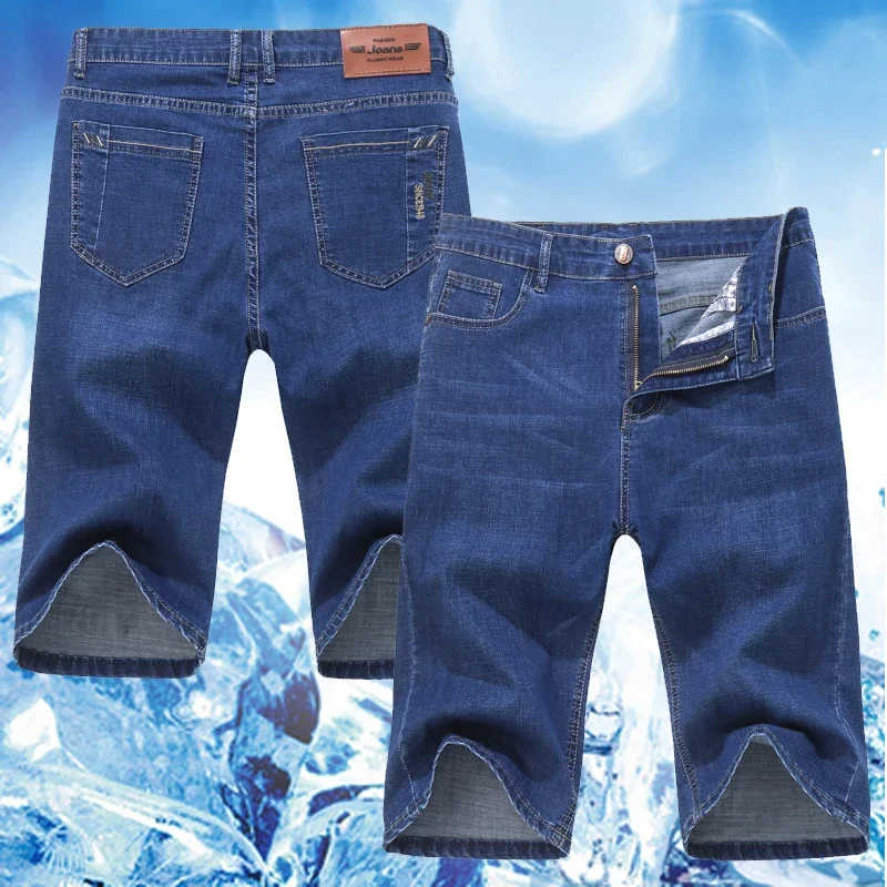 Summer Men business Denim Shorts Thin Straight Casual Short Jeans Male office Brand Clothing Black Blue short pants men jeans denim pants denim shorts summer jeans shorts