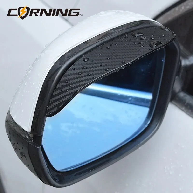Rearview Mirror Rain Eyebrow 2Pcs Car Rearview Mirror Rain Eyebrow Carbon Fiber Auto Rain Shield Rainscreen Reflector Shield Reverse Mirror Brow Cover