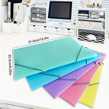 Raccoglitore per progetti da ufficio A4 da 1 pezzo/5 pezzi con chiusura elastica - Grande capacità, borsa per documenti con cordoncino elastico, custodia per documenti con coulisse,