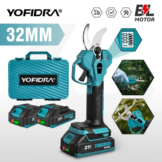 Sécateur électrique sans fil YOFIDRA 32 mm, 2 vitesses, ciseaux électriques pour branches, outil de jardinage compatible avec batterie Makita 21V. 1