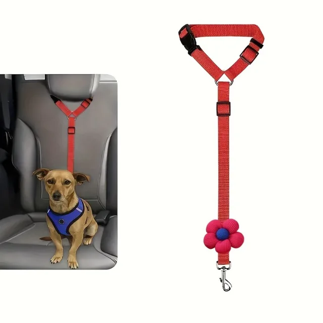 Adjustable Pet Safety Seatbelt Leash for Dogs and Cats - Convenient Car Headrest Tether, Retractable Pet Lead for Home Travel 5