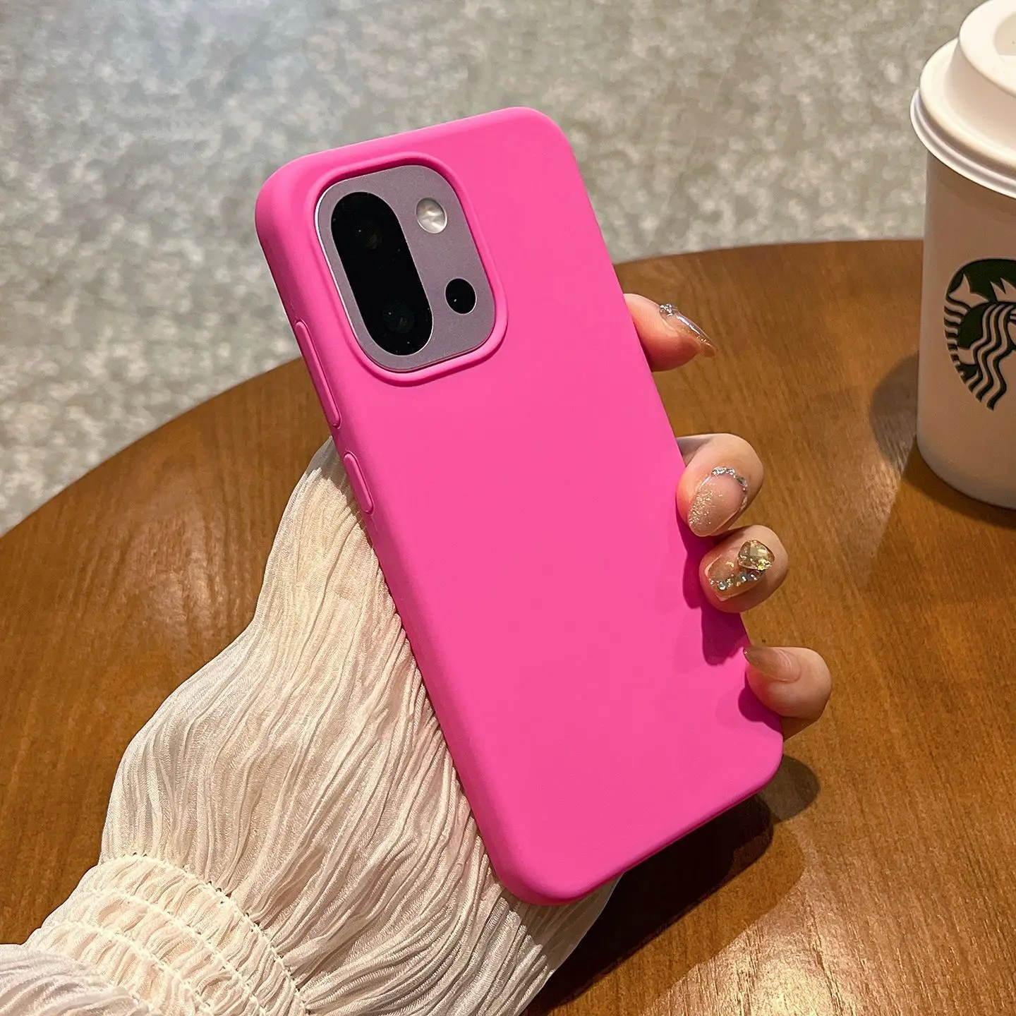 Liquid Silicone Soft Skin Feel Shockproof Solid Color Phone Case