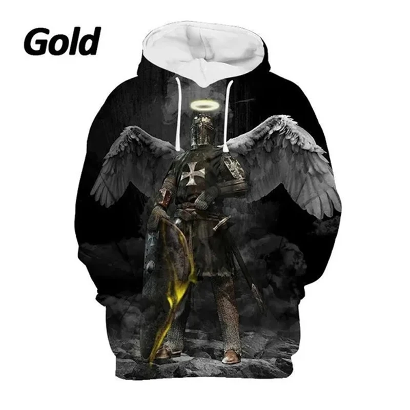 Neue Männer Mode Tempelritter Hoodie Coole 3d Gedruckt Langarm Straße Sweatshirt Tops Casual Kleidung Mit Kapuze Sweatshirts – Detail 6