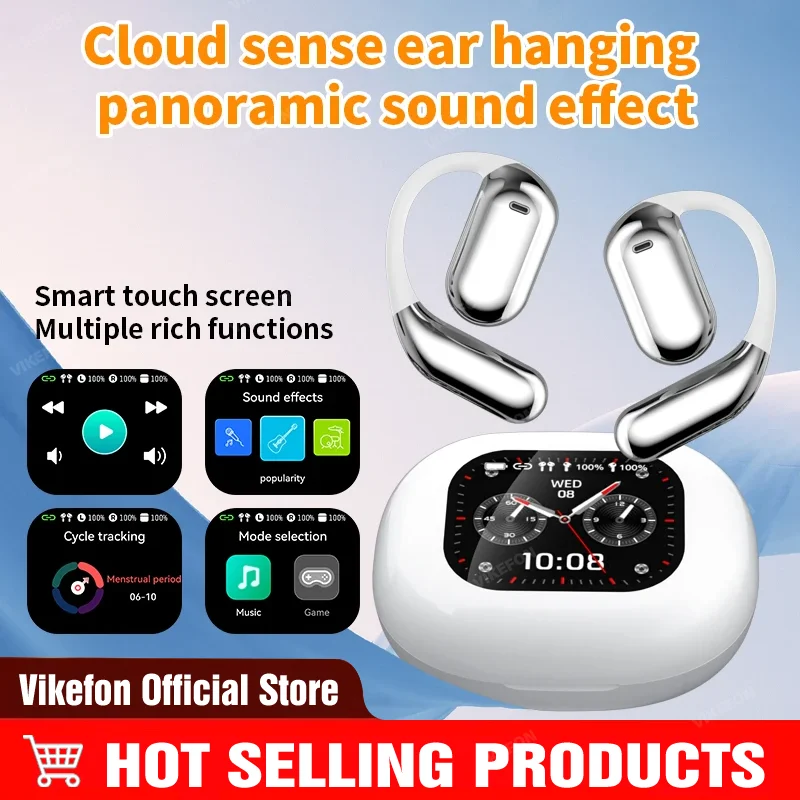 Bluetooth Wireless Headphones with LCD Touchscreen, AI Translation, ENC Noise Cancelling, Sports Earphones