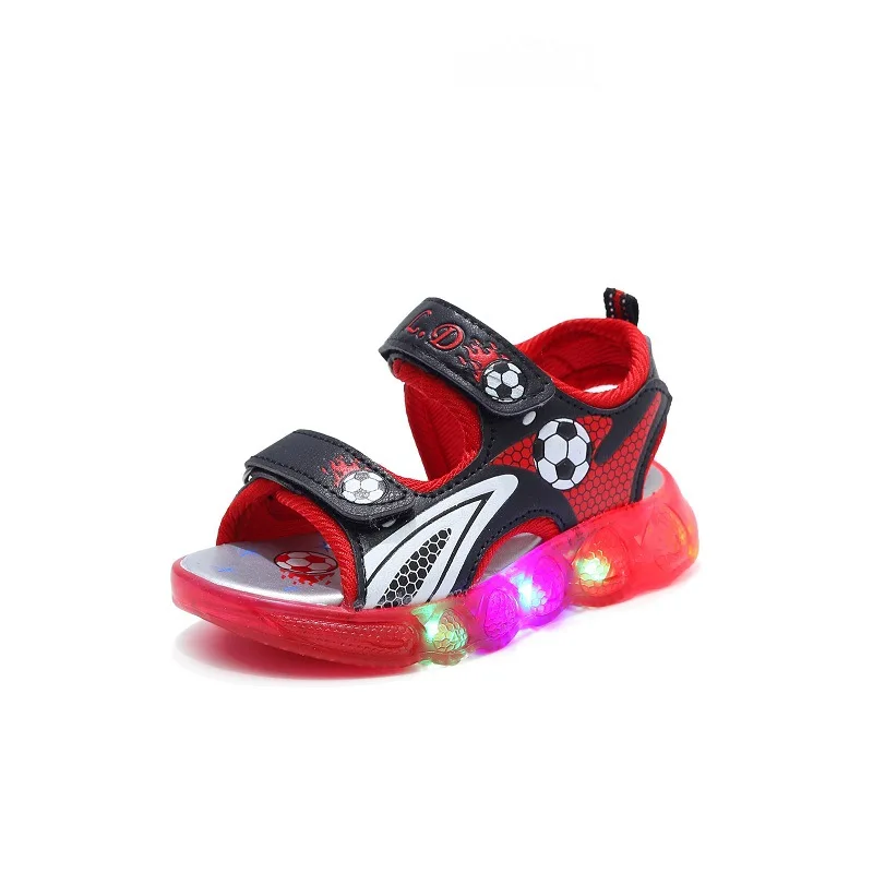 Children's Shining Light Soft Bottom Sandals Kids LED Light Shoes Little Boys Sandals With Lights Kids Glowing Light Beach Shoes