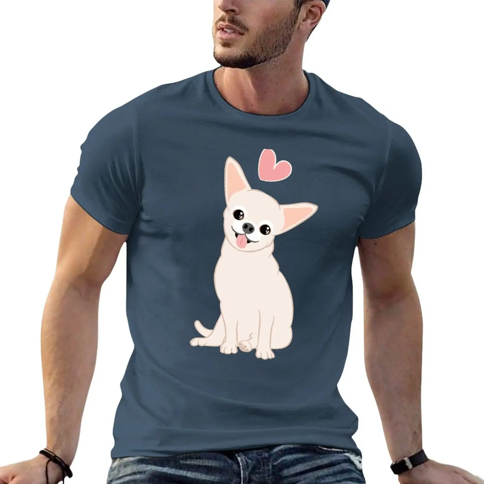 

LOVE White Chihuahua T-shirt oversizeds customizeds cute clothes new edition big and tall t shirts for men