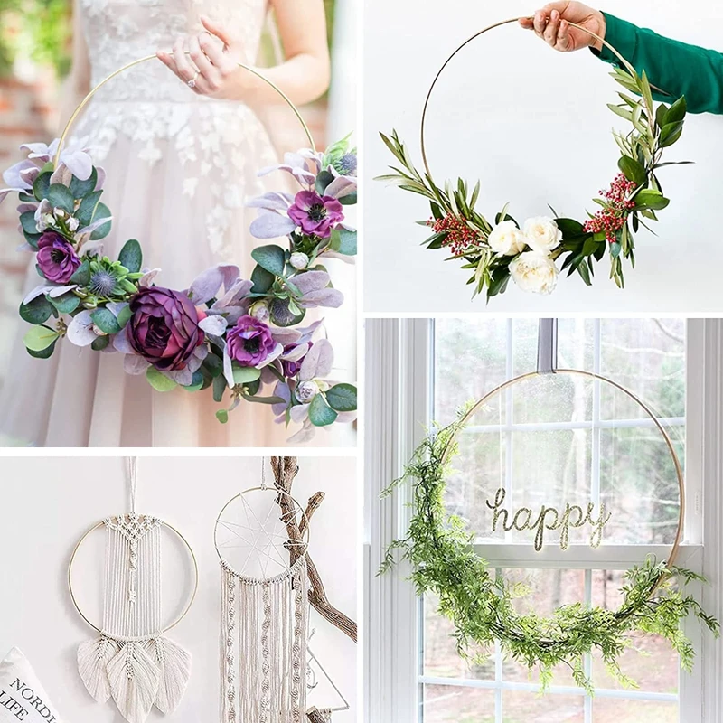 10Pcs Metal Floral Hoop Rings DIY Macrame Hanging Crafts Wedding Table Centerpieces Decoration Christmas Flower Wreath Garland