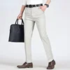 Summer Thin 100% Cotton Pants Mens Autumn Thick Suit Pant Slacks High Waist Straight Loose Bland Solid Business Casual Pants