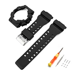 Sport Waterproof Matte TPU Resin Strap Case for Men’s Watch Band with Tools (Black)