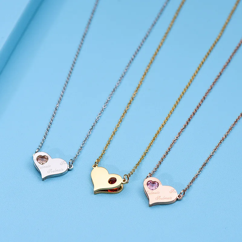 

Minimalist Temperament Heart-shaped Clavicle Chain Versatile Three-dimensional Love Women's Pendant Necklace