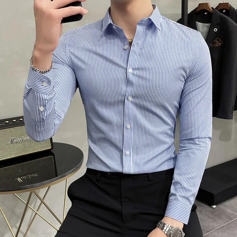 Camisa entallada de manga larga ropa Formal de negocios, Social, Primavera, 2022 - AliExpress