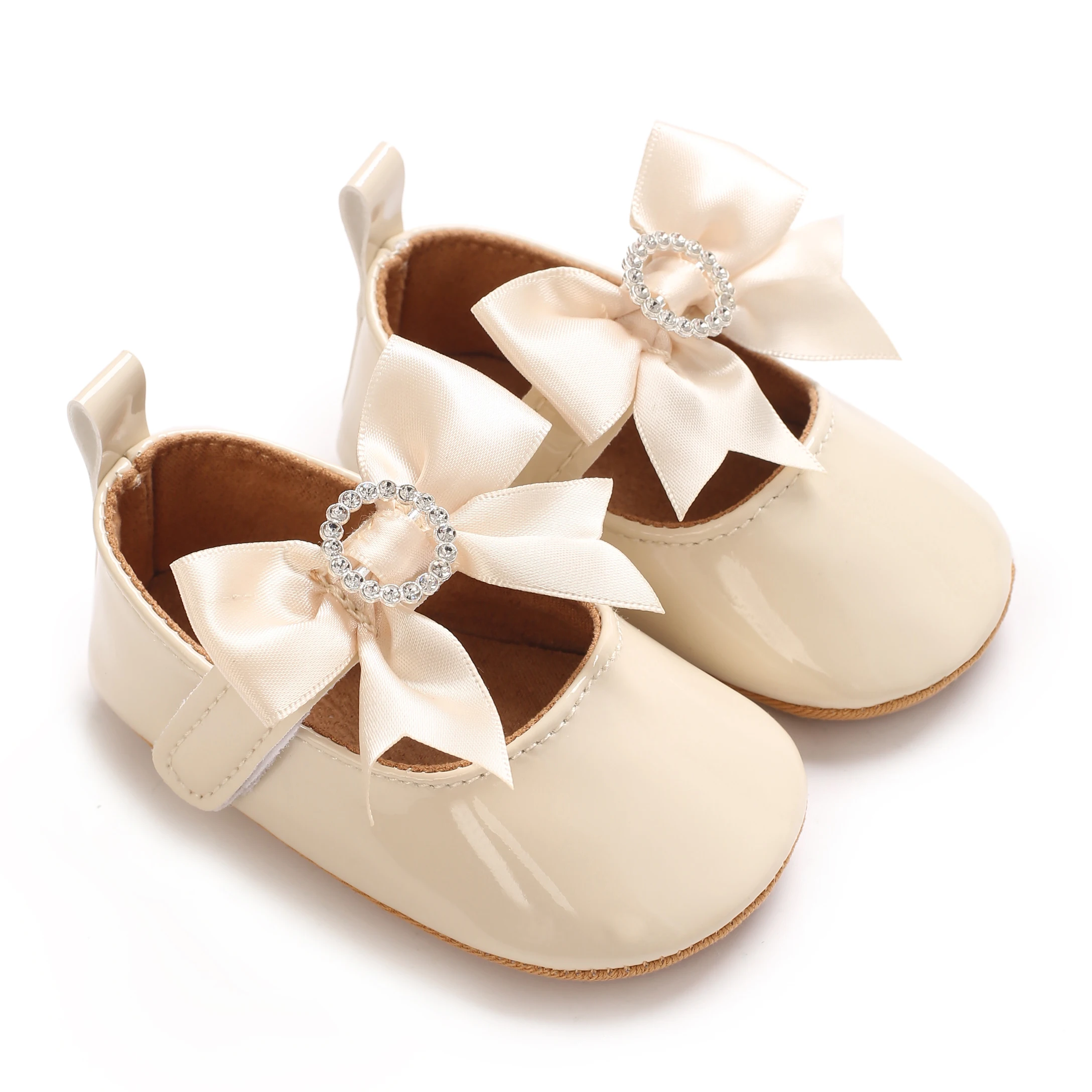 Khaki Baby Casual Bowknot Soft-Sole Shoes